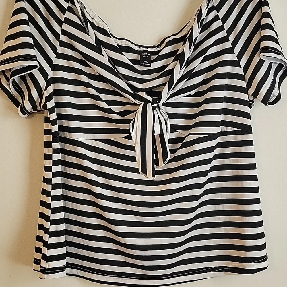 Shein Off Shoulder Front Knot Blouse - Picture 5 of 6